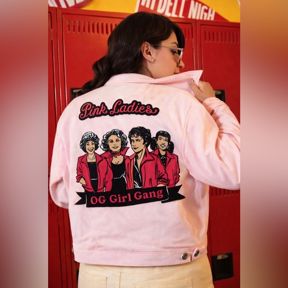 Unique Vintage x Grease Pink Ladies Cropped Denim Jacket, XS, NWT! - Picture 2 of 14